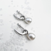 Cercei argint cu perle naturale albe si tortita DiAmanti SK22517EL_W-G